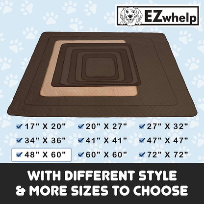 Reusable Dog Pee Pads - Waterproof Training Pads for Dogs - Washable & Sanitary - Rounded Corners - Laminated, Lightweight, Durable - Pet Essentials for Puppy Training and Whelping - 48" X 60"