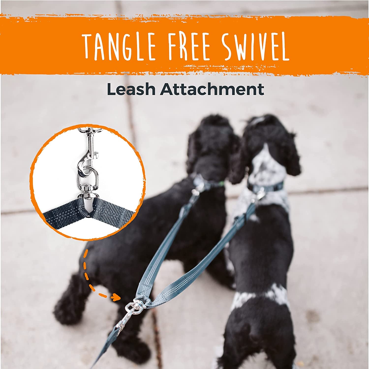 Dual Dog Leash - Suitable for Two Dogs - Leash for 2 Dogs No Tangle - Leash Splitter - Large and Small Dog Compatible - Dual Leash Attachment - Double Clip Dog Leash Coupler - Dog Splitter