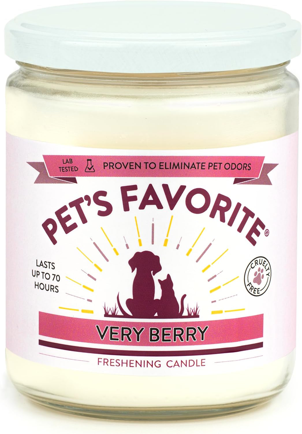 - Tested & Proven - Odor Eliminating Candle, Pet-Friendly Scented Candle, in 4 Great Fragrances – 70-Hour Burn Time, Cotton Wick (Very Berry, Pack of 1)