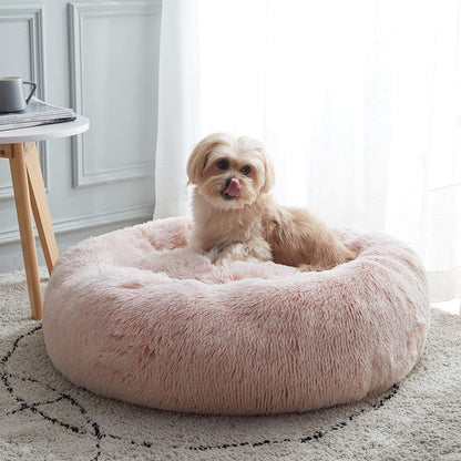 Calming Dog Bed & Cat Bed, Anti-Anxiety Donut Dog Cuddler Bed, Warming Cozy Soft Dog round Bed, Fluffy Faux Fur Plush Dog Cat Cushion Bed for Small Medium Dogs and Cats (20"/24"/27"/30")