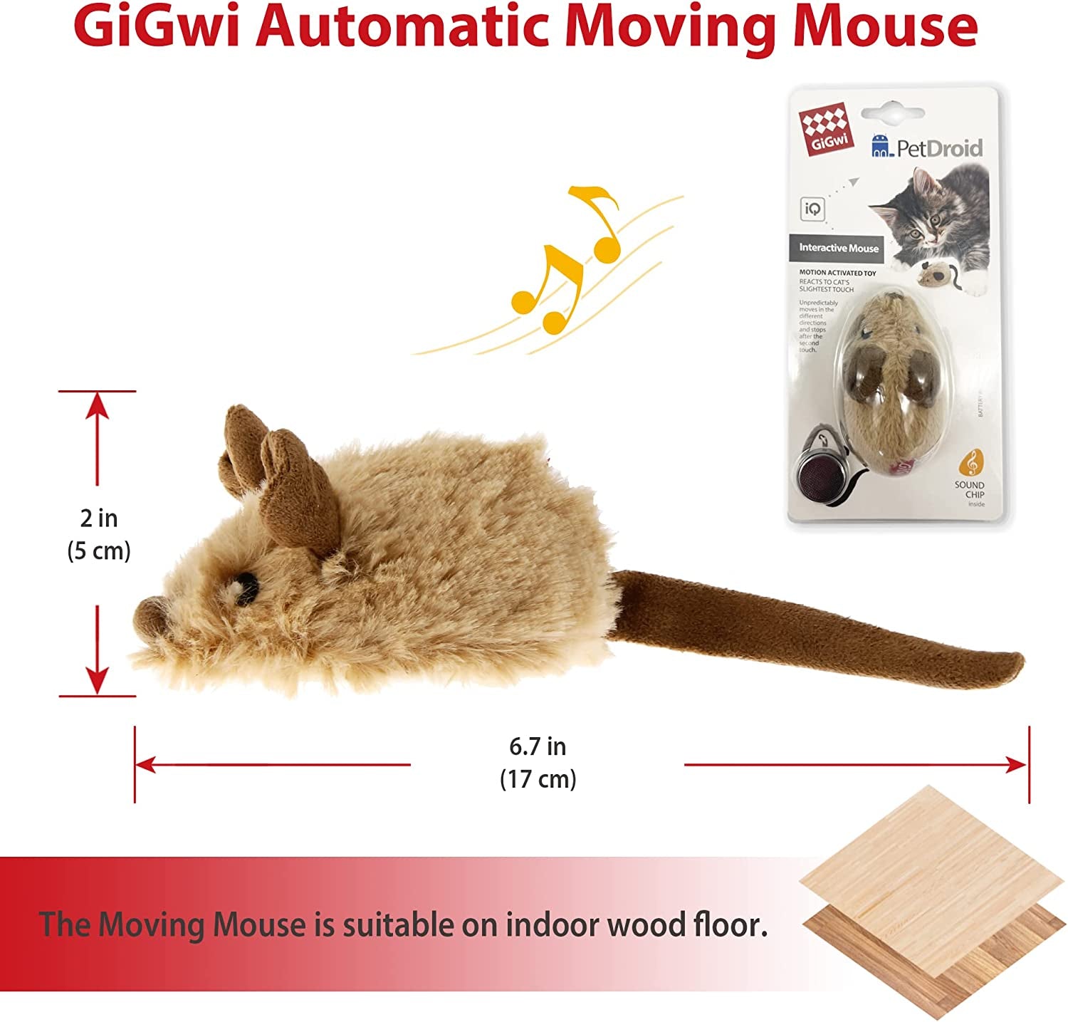 Cat Toys for Indoor Cats, Interactive Cat Toys for Cat Exercise, Automatic Moving Kitten Toys with Real Mouse Sound