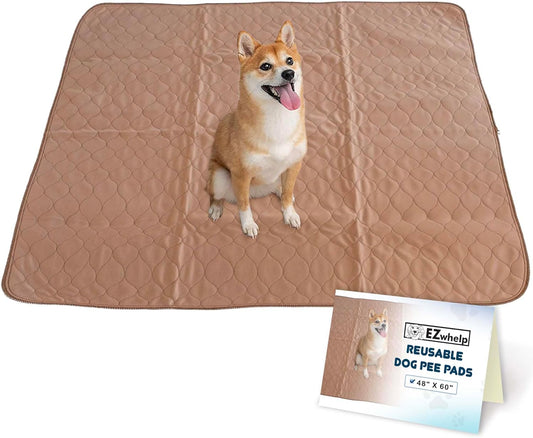 Reusable Dog Pee Pads - Waterproof Training Pads for Dogs - Washable & Sanitary - Rounded Corners - Laminated, Lightweight, Durable - Pet Essentials for Puppy Training and Whelping - 48" X 60"